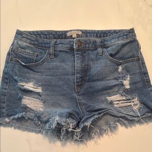 Wonderly Blue Jean Shorts Distressed Frayed Hem